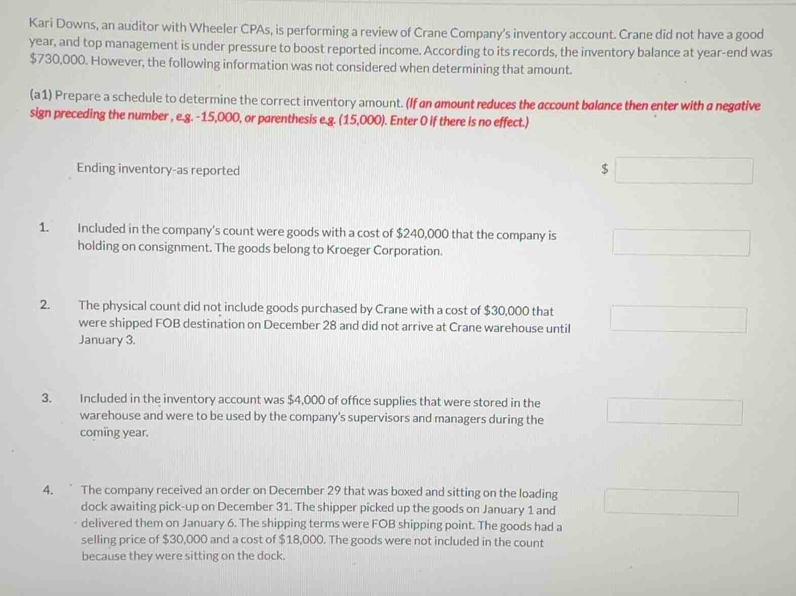 kari downs, an auditor with wheeler cpas, is performing a review of cra…