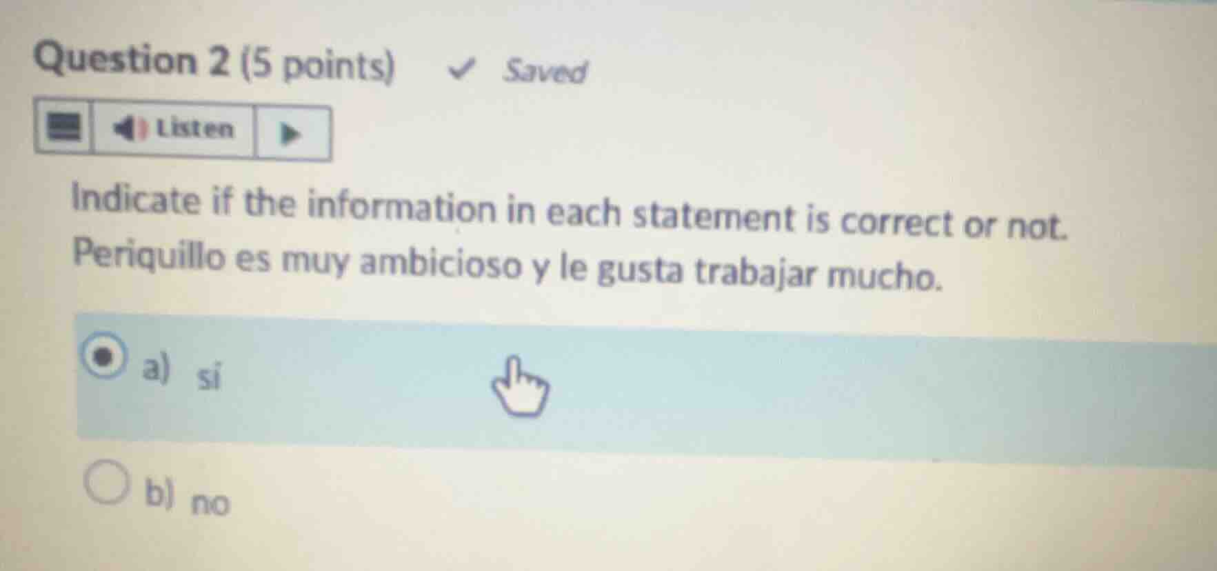 question 2 (5 points) saved listen indicate if the information in each …