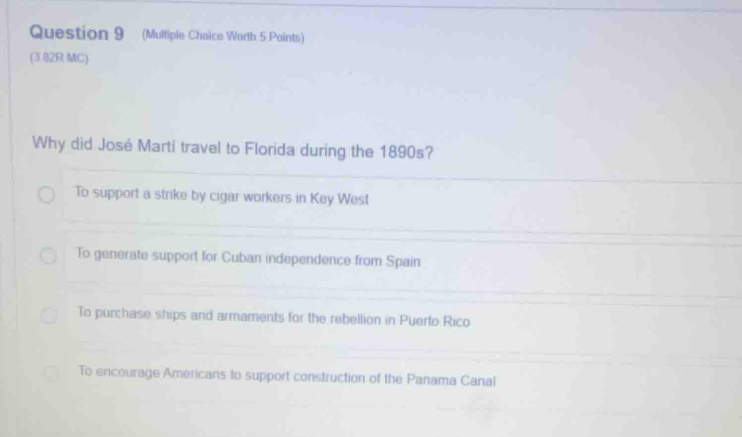 question 9 (multiple choice worth 5 points) (3.02r mc) why did josé mar…