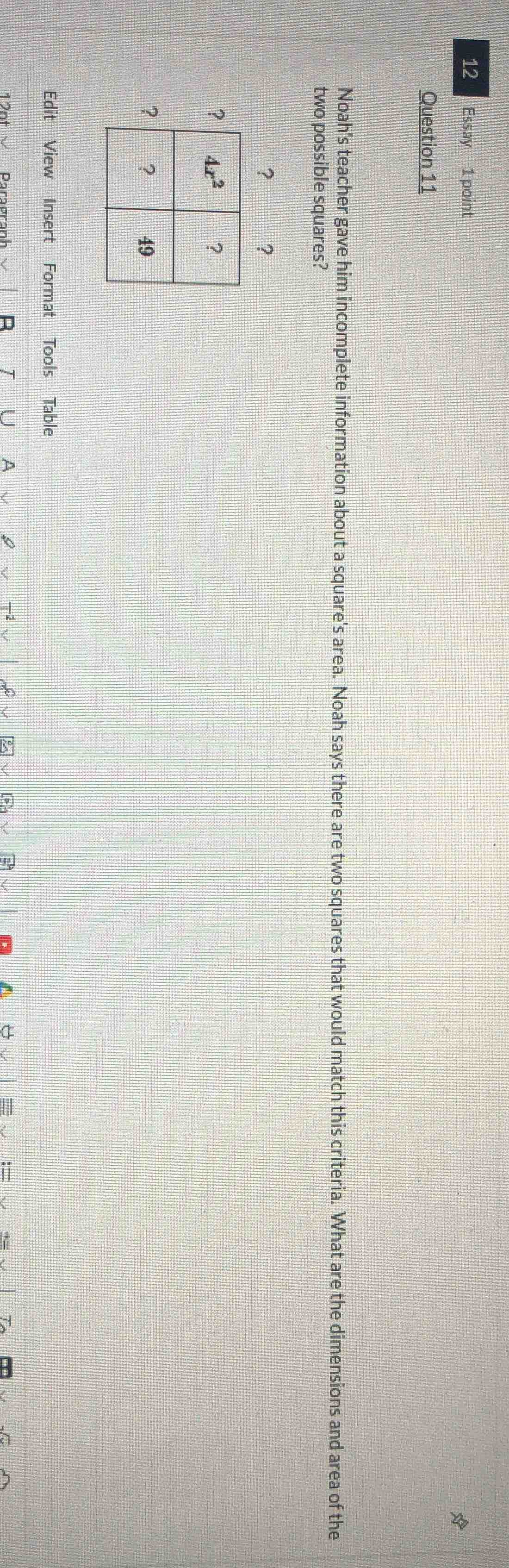 question 11 noah’s teacher gave him incomplete information about a squa…