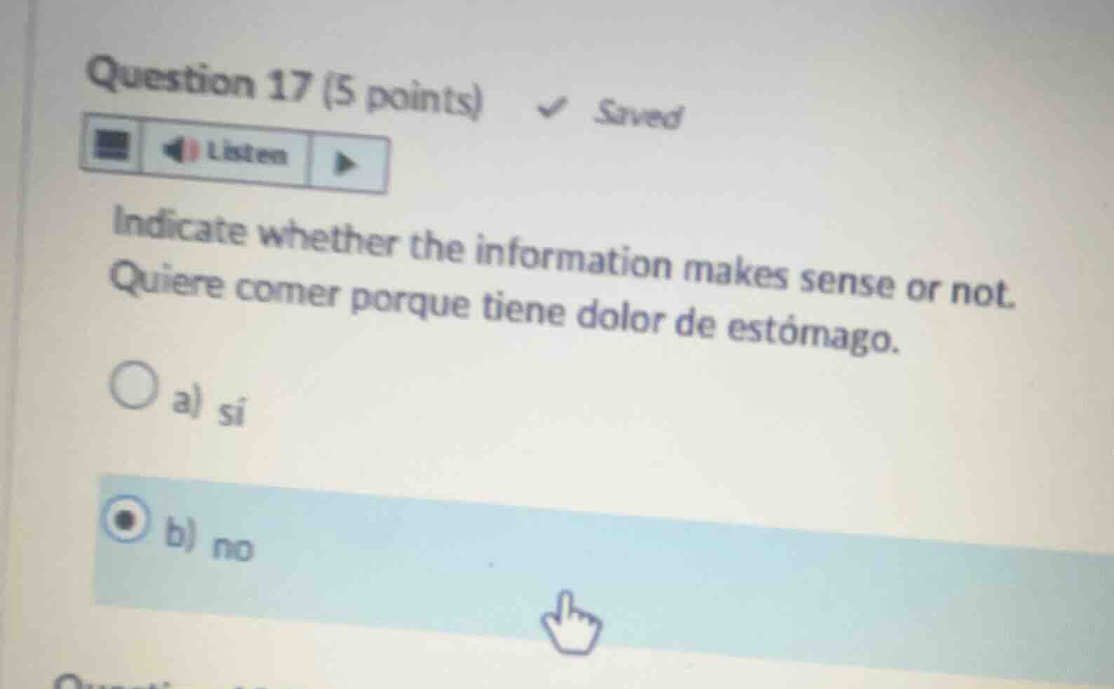 question 17 (5 points) saved listen indicate whether the information ma…