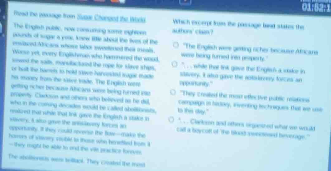 read the passage from *sugar changed the world*. the english public, no…