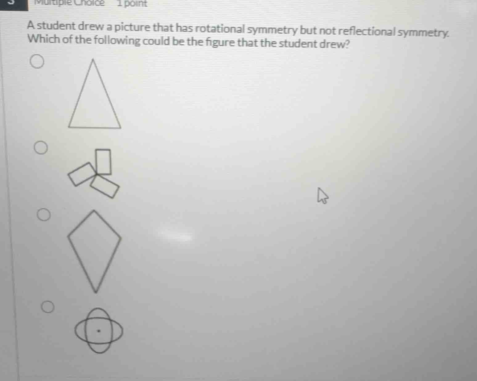 a student drew a picture that has rotational symmetry but not reflectio…