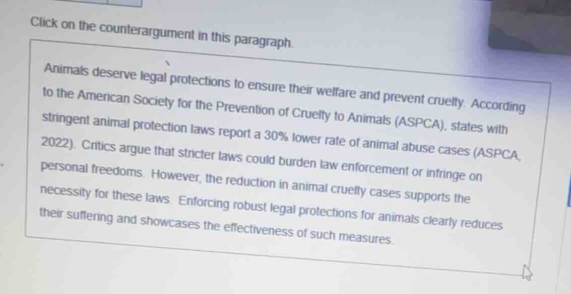 click on the counterargument in this paragraph. animals deserve legal p…