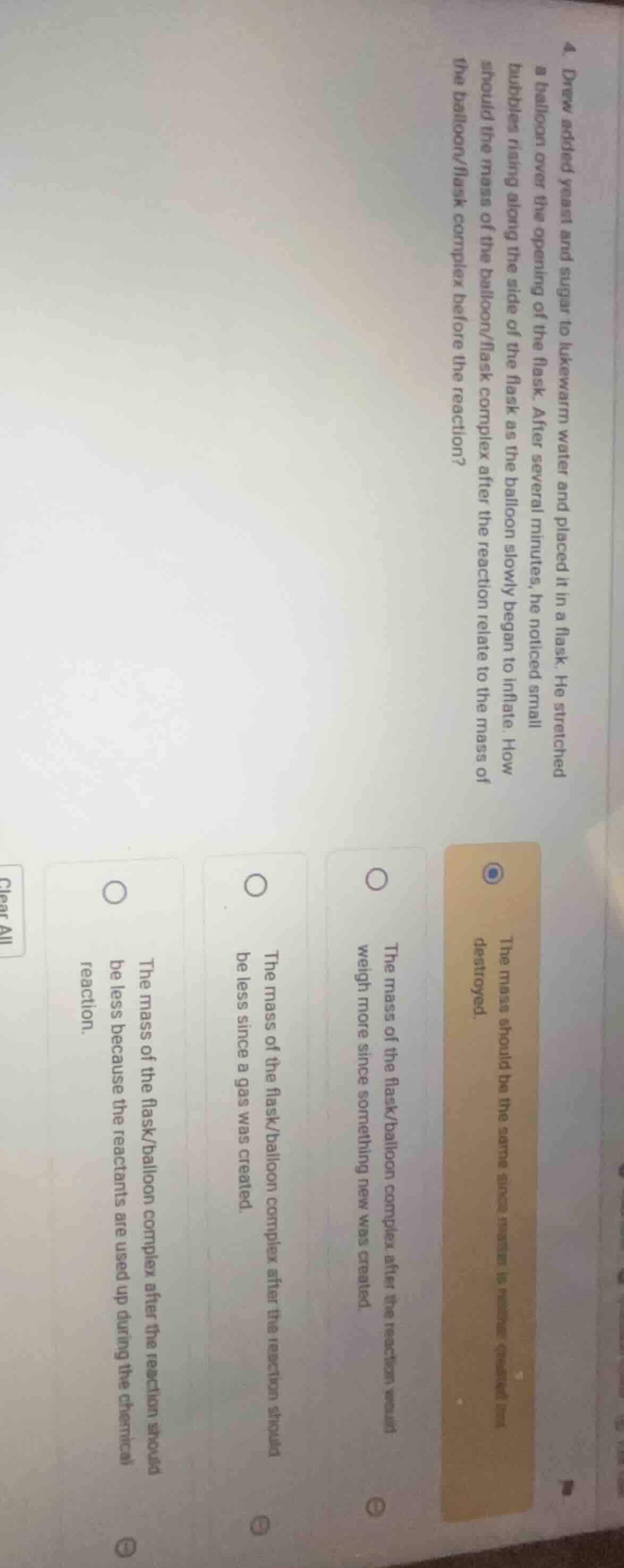 4. drew added yeast and sugar to lukewarm water and placed it in a flas…