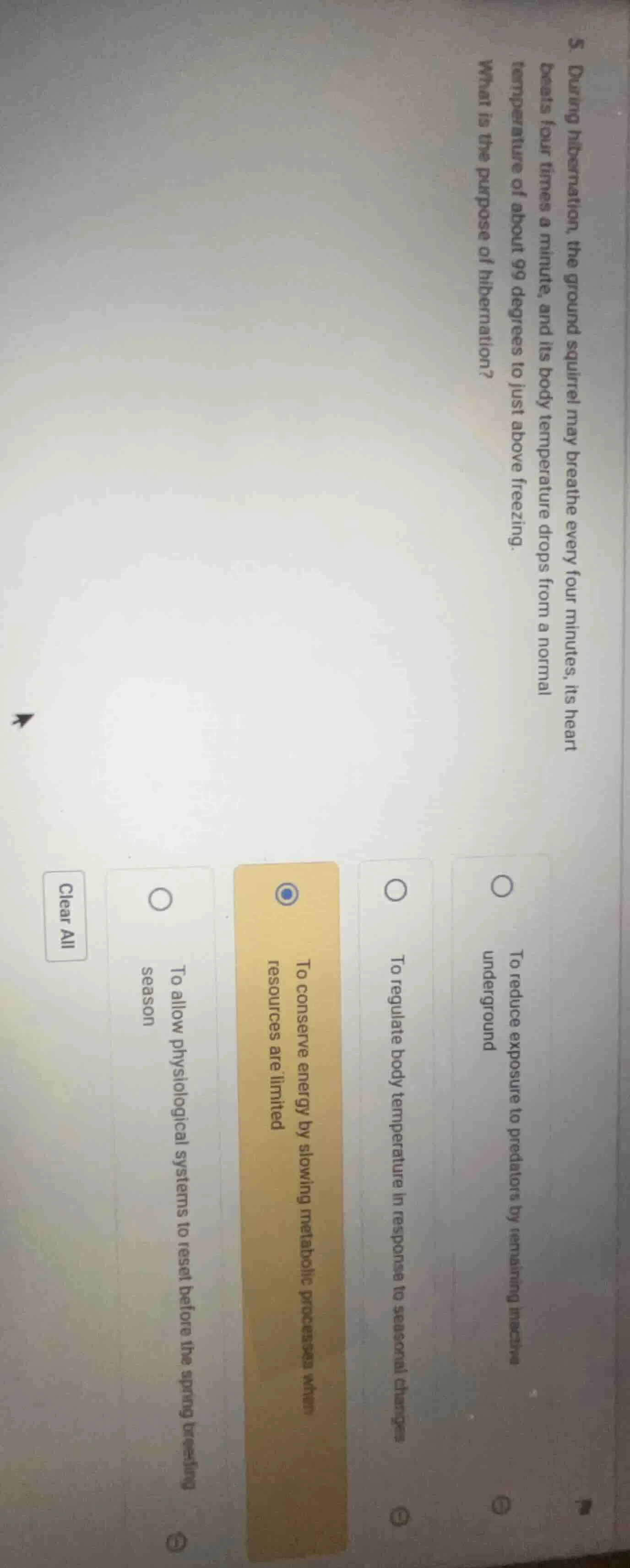 5 during hibernation, the ground squirrel may breathe every four minute…