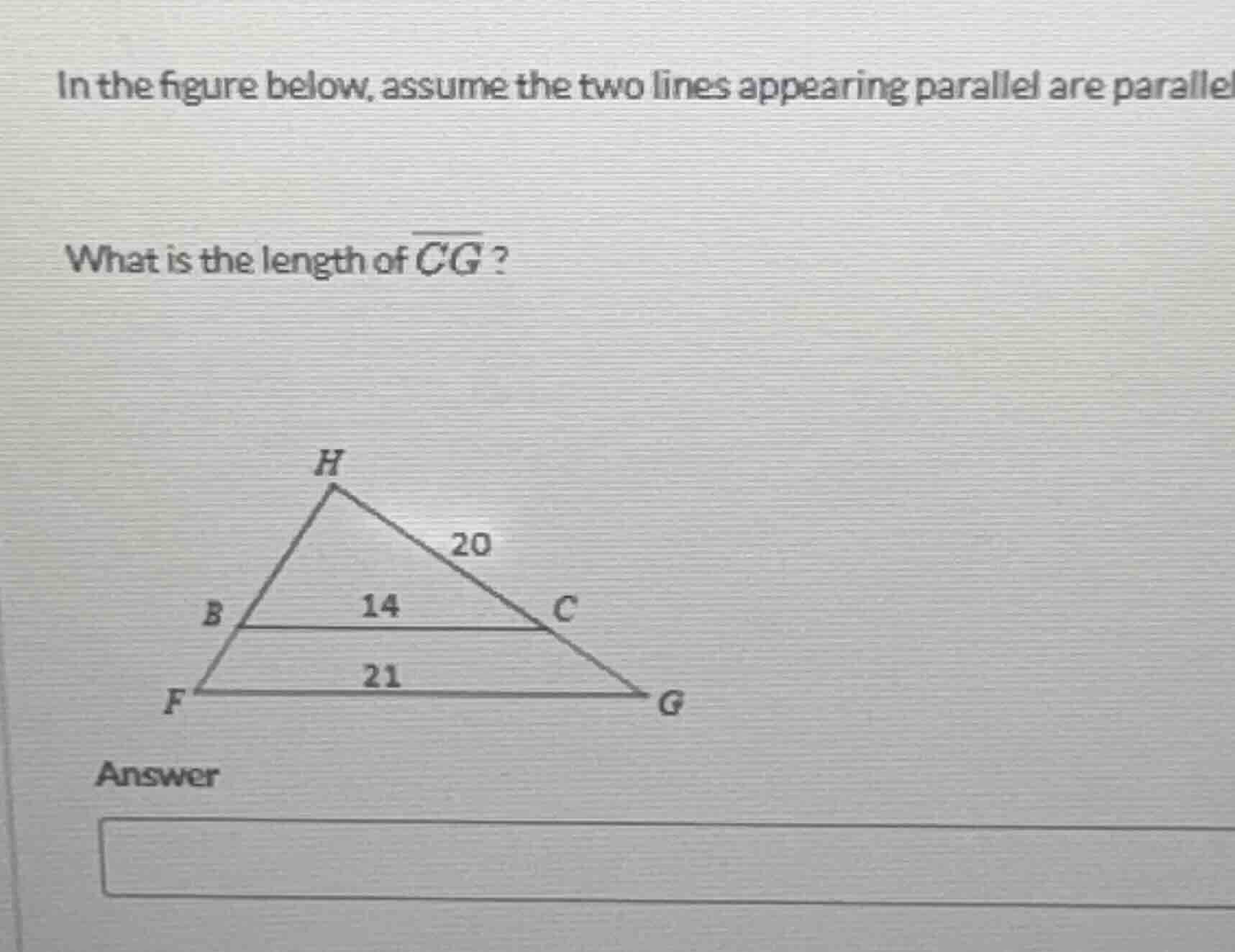 in the figure below, assume the two lines appearing parallel are parall…