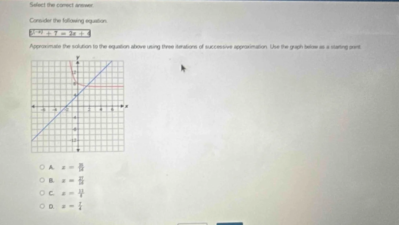 select the correct answer. consider the following equation. $5^{(-x)} +…