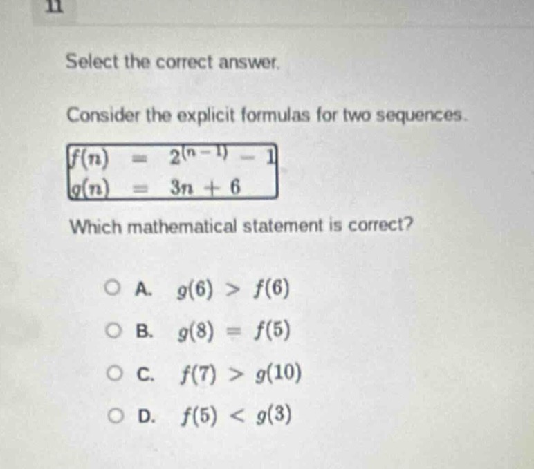 select the correct answer. consider the explicit formulas for two seque…