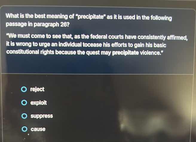 what is the best meaning of \precipitate\ as it is used in the followin…