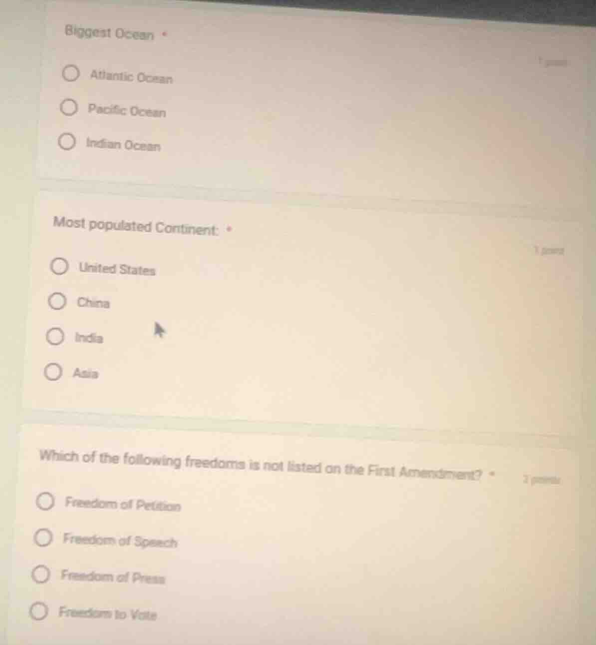 biggest ocean * atlantic ocean pacific ocean indian ocean most populate…