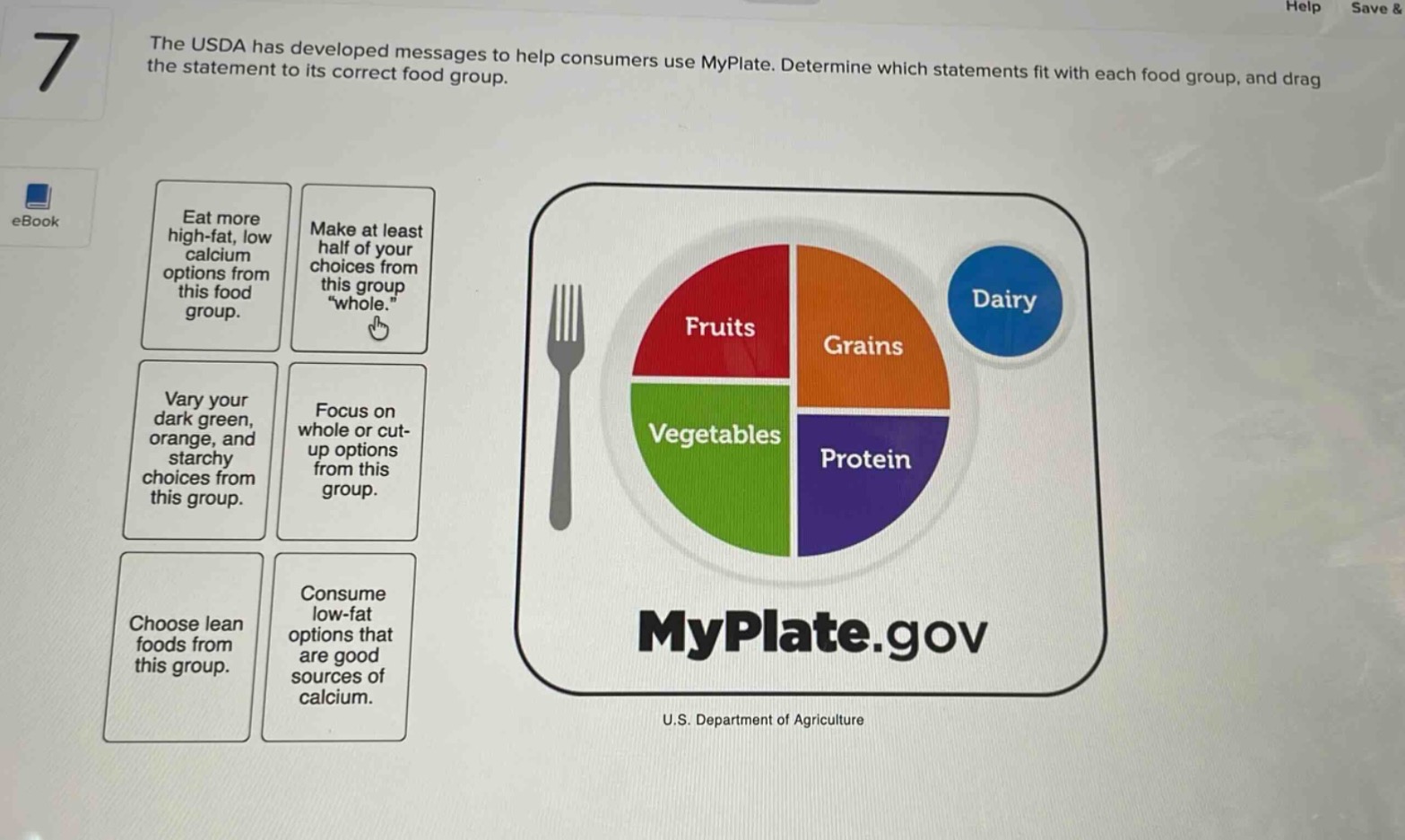 the usda has developed messages to help consumers use myplate. determin…