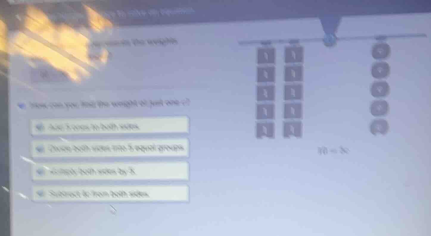 how can you find the weight of just one \\( \\square \\)? \\( 10 = 5x \…