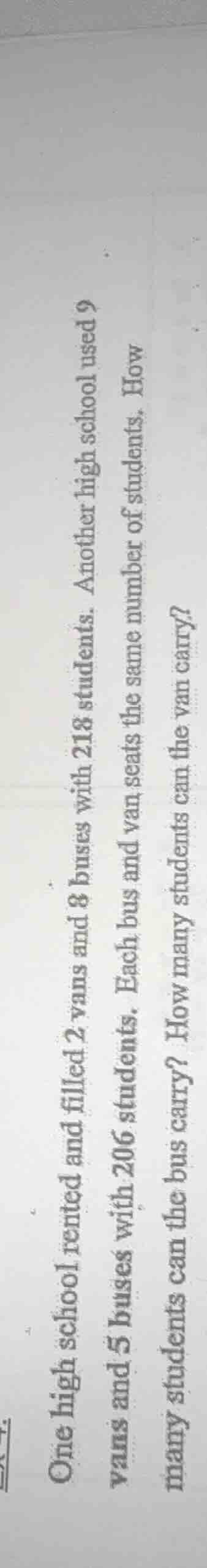 one high school rented and filled 2 vans and 8 buses with 218 students.…