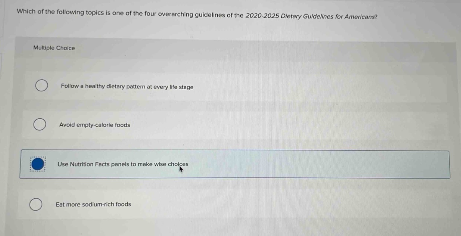 which of the following topics is one of the four overarching guidelines…