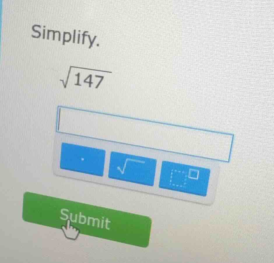 simplify. \\sqrt{147}