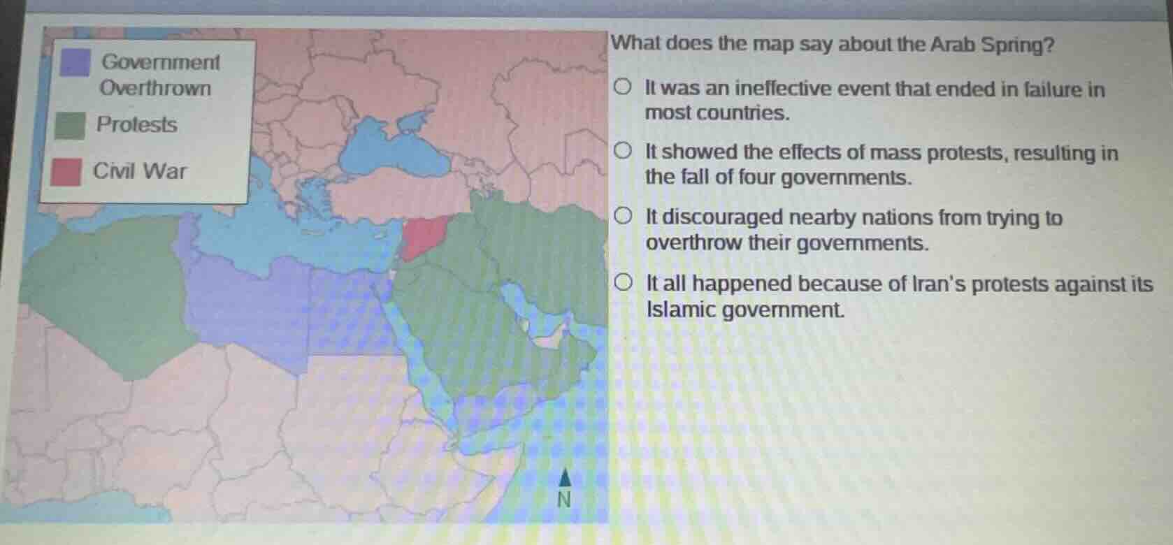 what does the map say about the arab spring? - it was an ineffective ev…