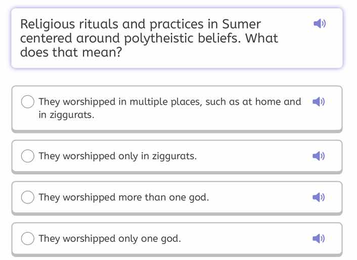 religious rituals and practices in sumer centered around polytheistic b…