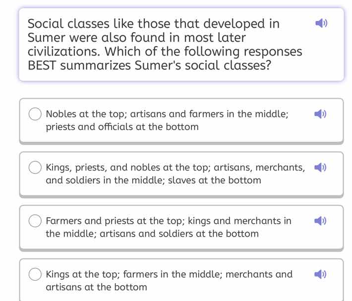 social classes like those that developed in sumer were also found in mo…