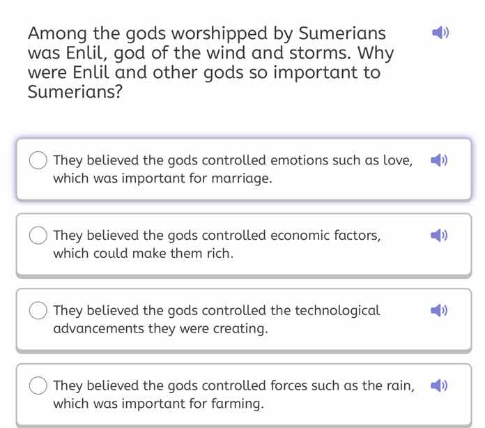 among the gods worshipped by sumerians was enlil, god of the wind and s…