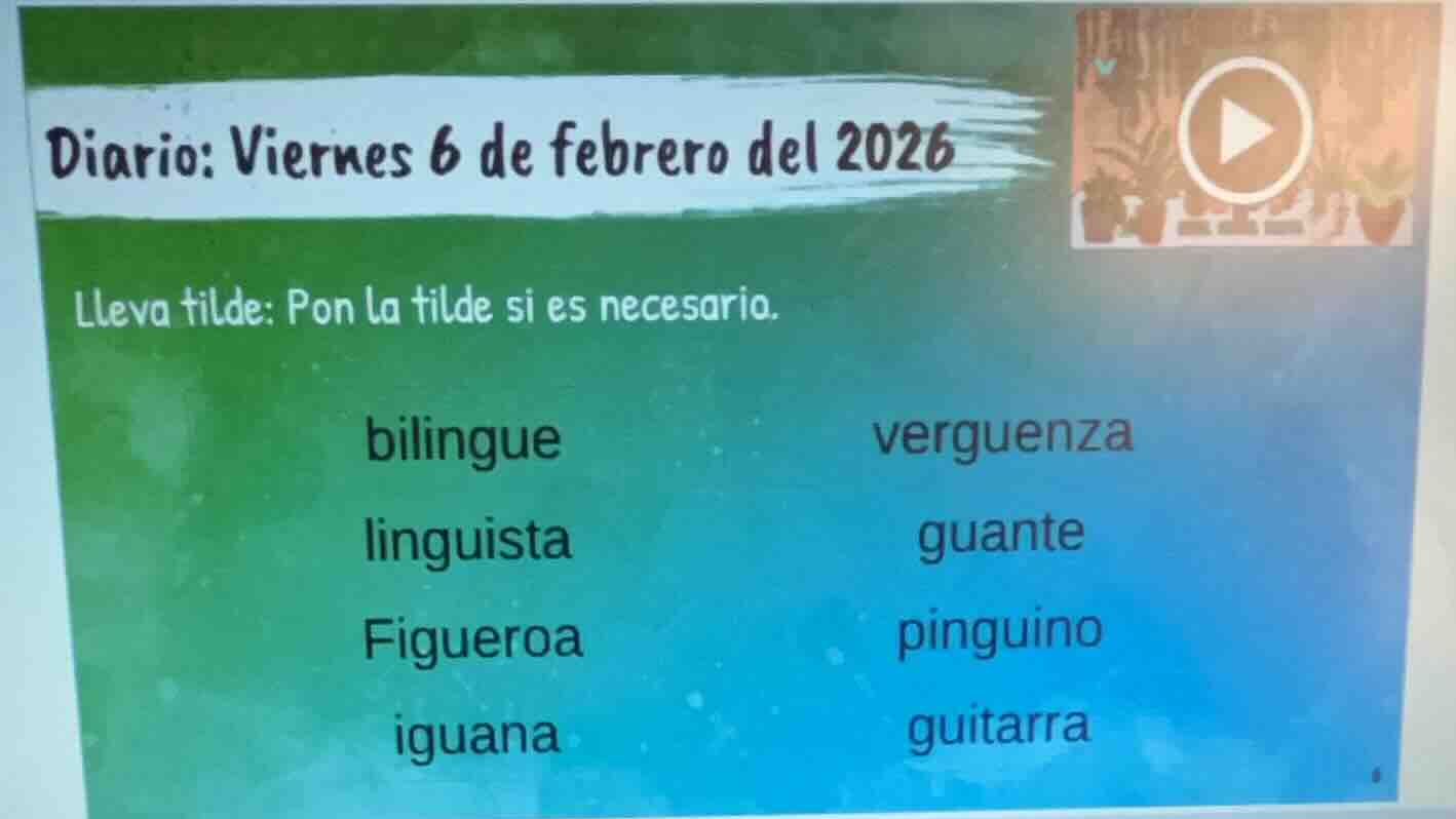 diario: viernes 6 de febrero del 2026 lleva tilde: pon la tilde si es n…