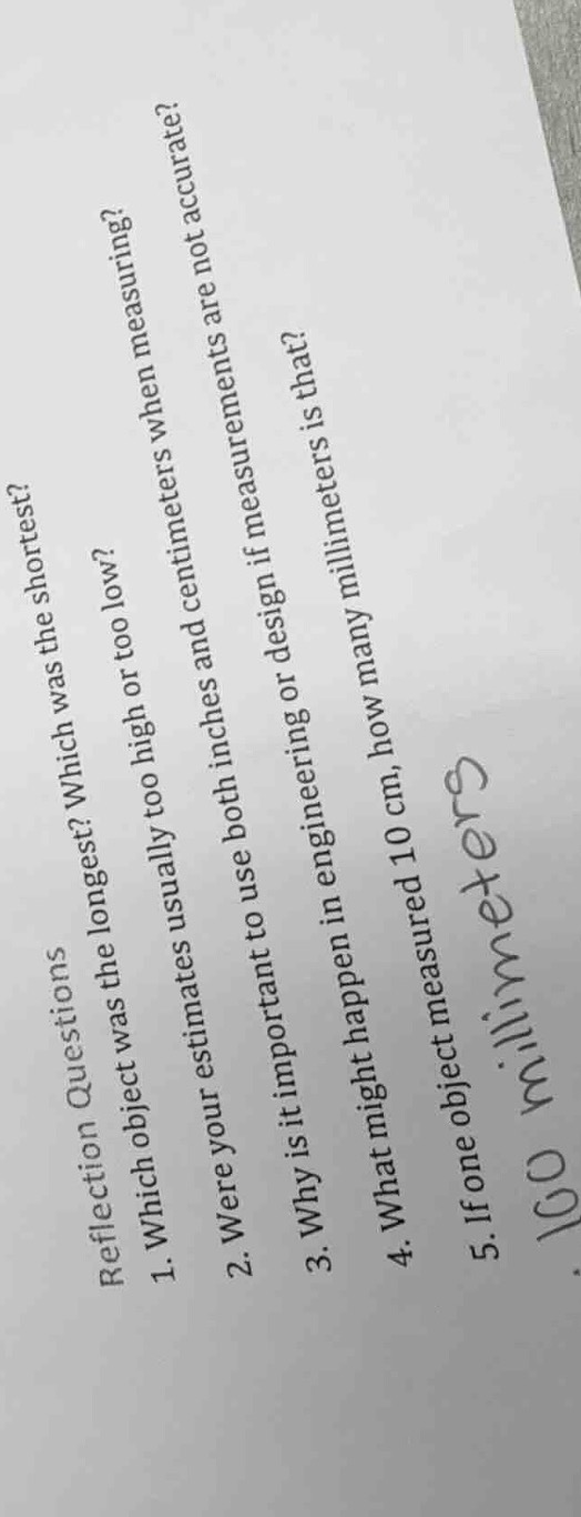 reflection questions which was the shortest? 1. which object was the lo…
