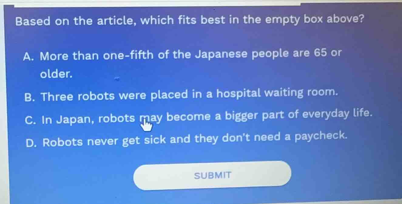 based on the article, which fits best in the empty box above? a. more t…