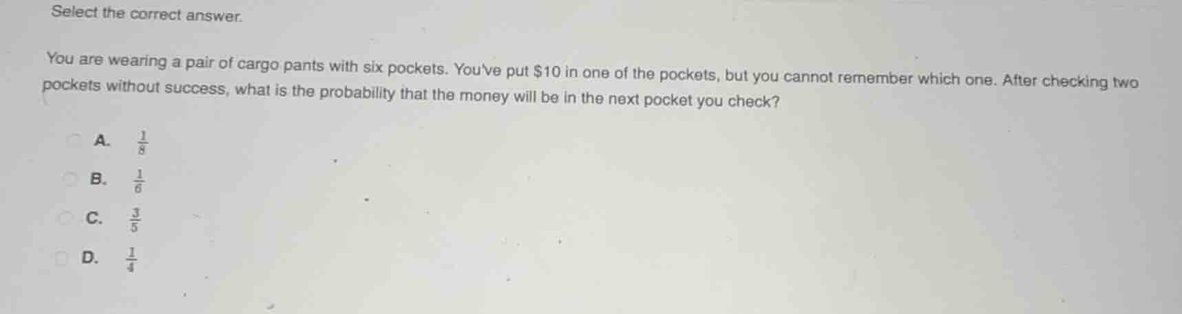 select the correct answer. you are wearing a pair of cargo pants with s…