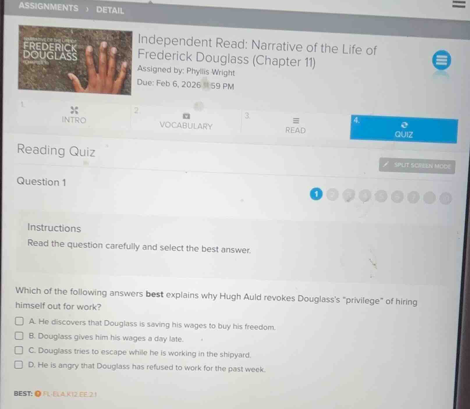 assignments > detail independent read: narrative of the life of frederi…