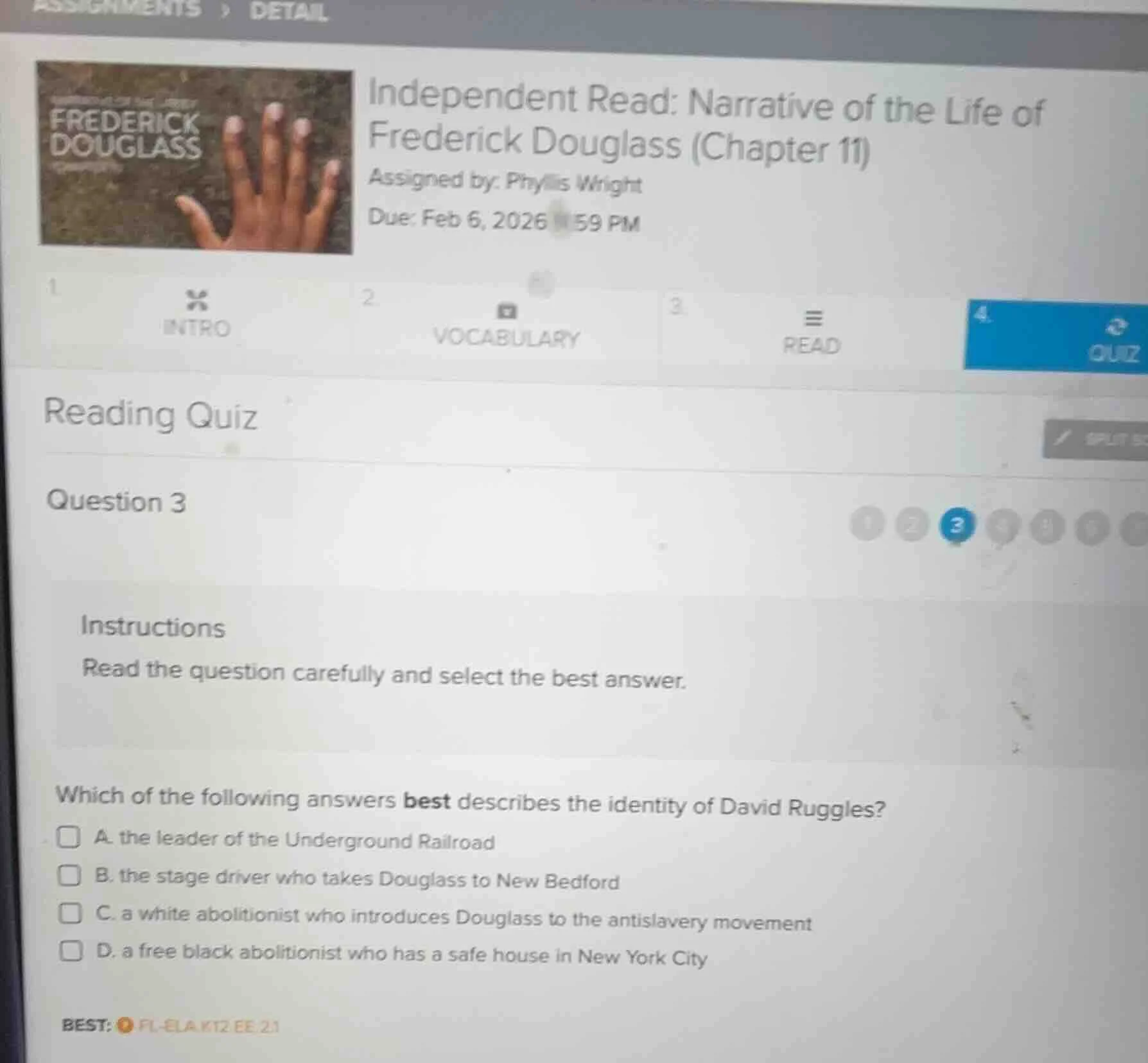 independent read: narrative of the life of frederick douglass (chapter …