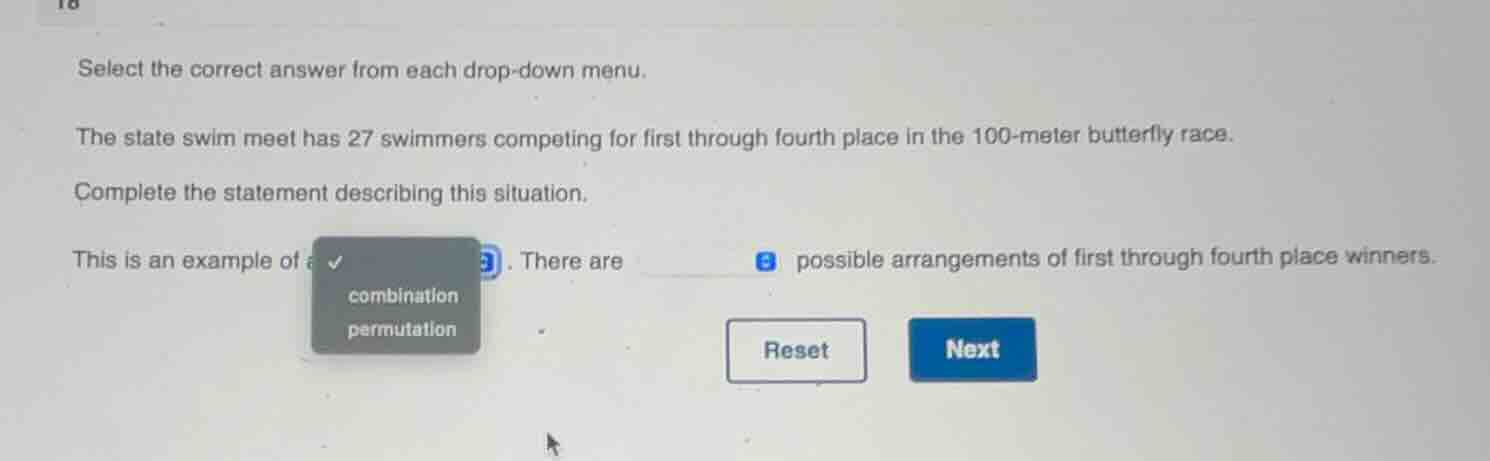 select the correct answer from each drop - down menu. the state swim me…