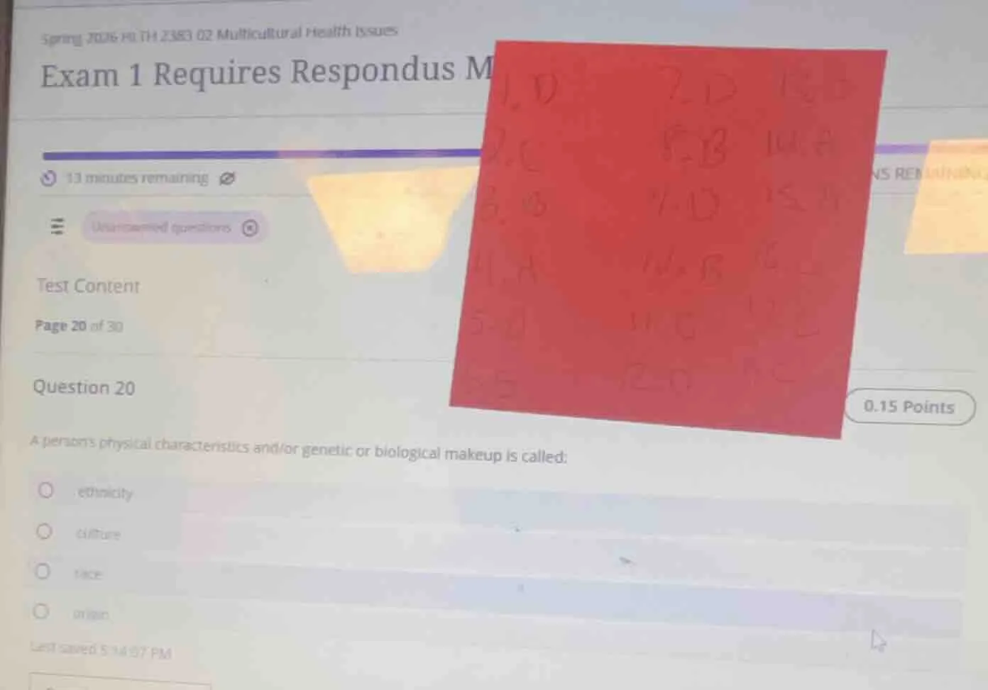 spring 2026 hl th 2383 02 multicultural health issues exam 1 requires r…