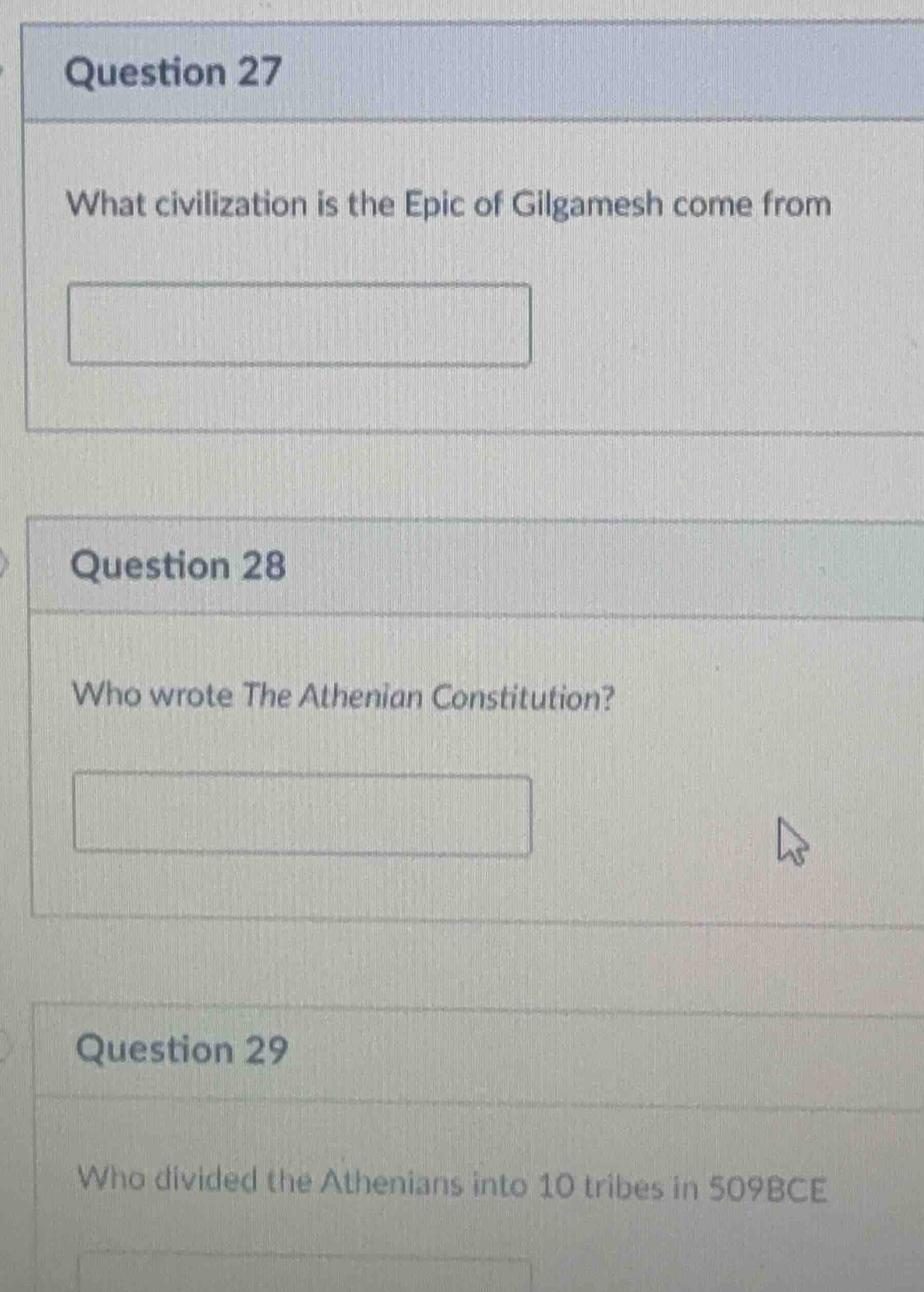 question 27 what civilization is the epic of gilgamesh come from questi…