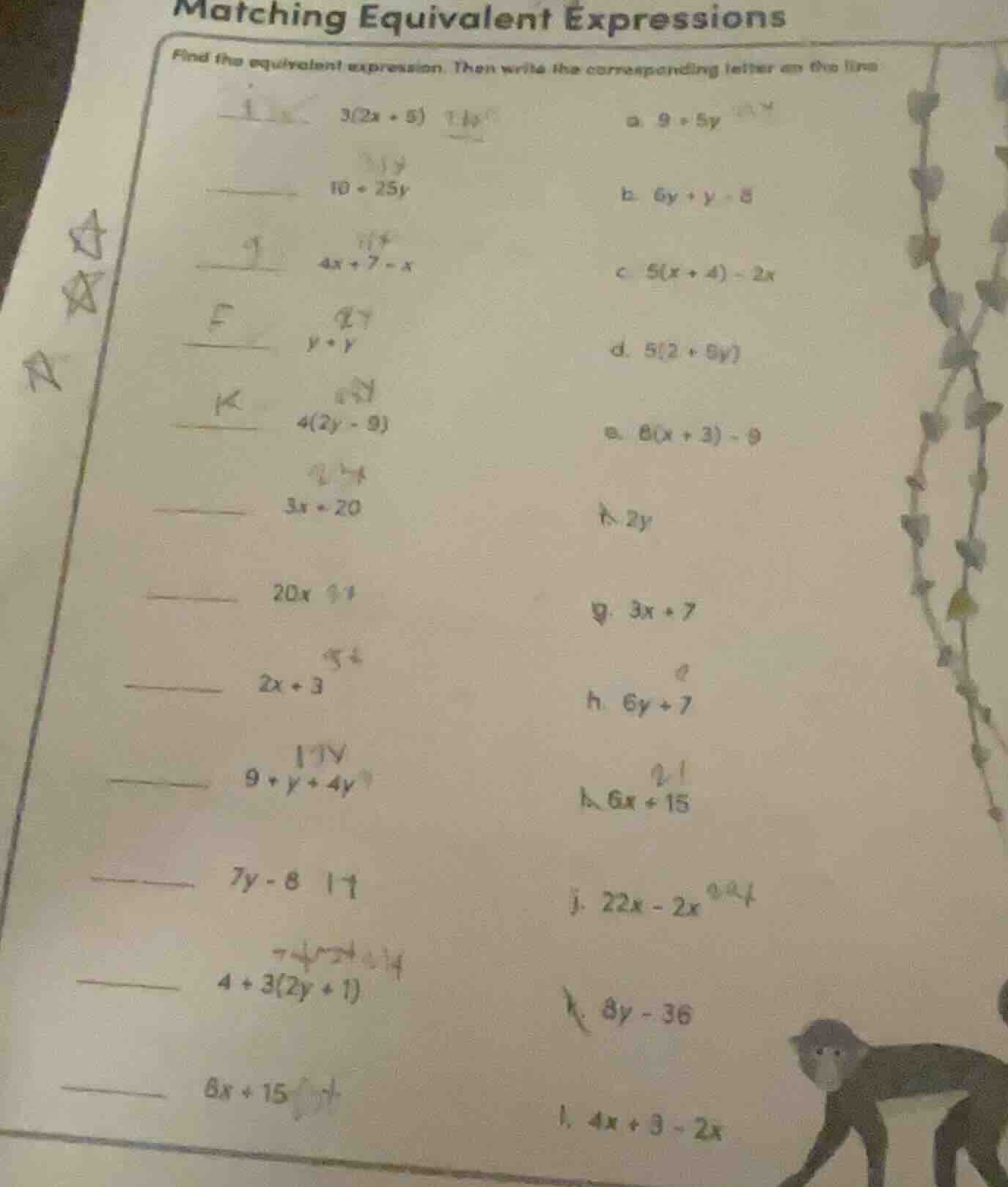 matching equivalent expressions find the equivalent expression. then wr…
