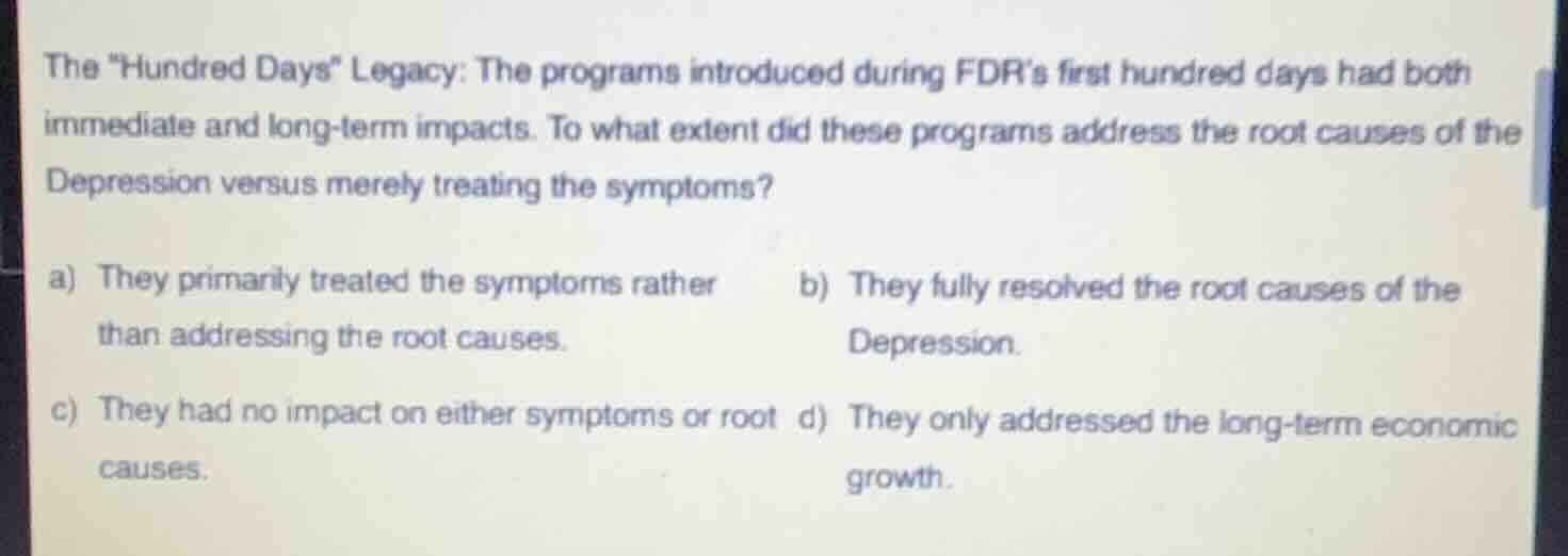 the \hundred days\ legacy: the programs introduced during fdrs first hu…