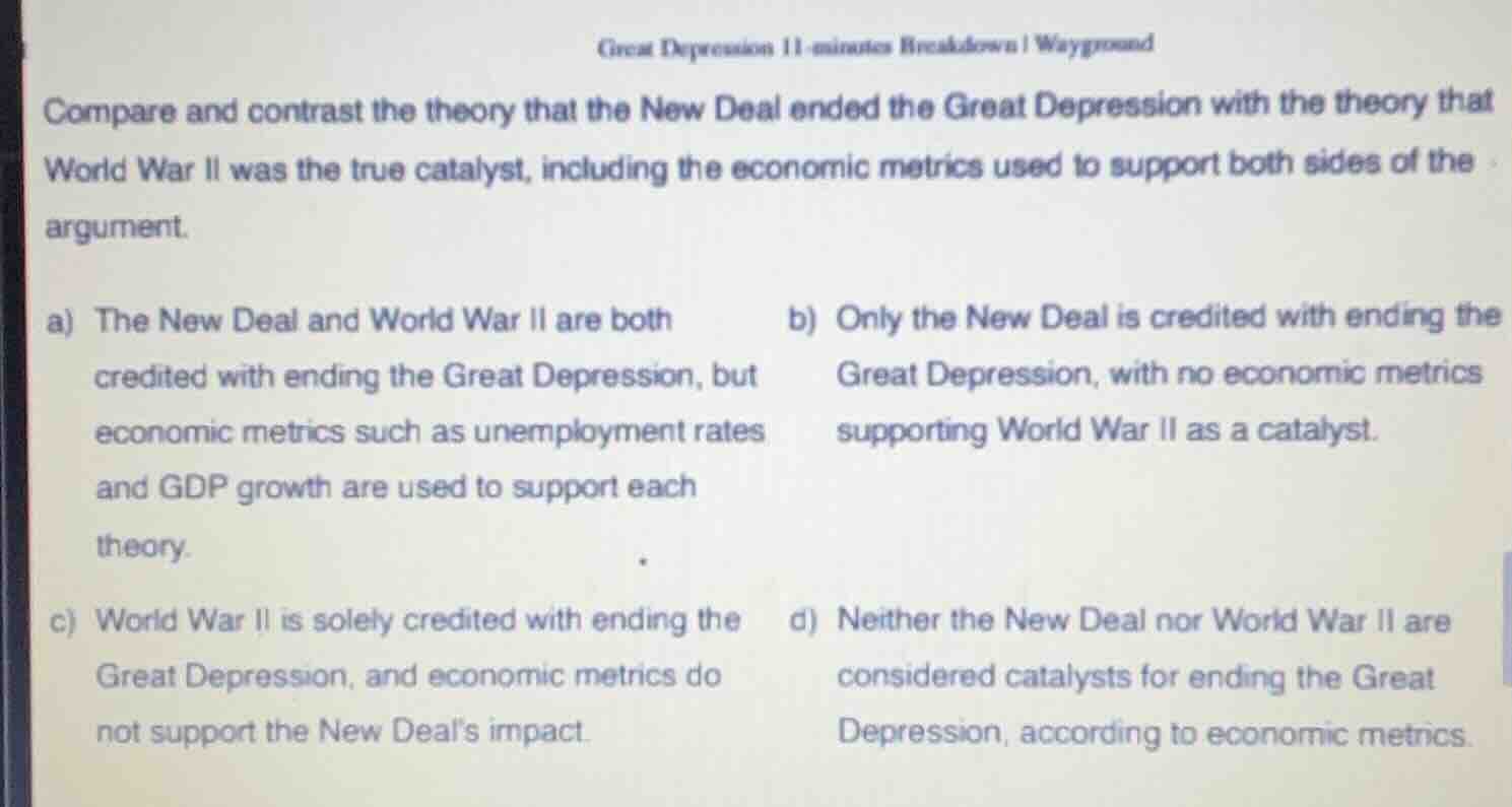 great depression 11 - minutes breakdown | wayground compare and contras…