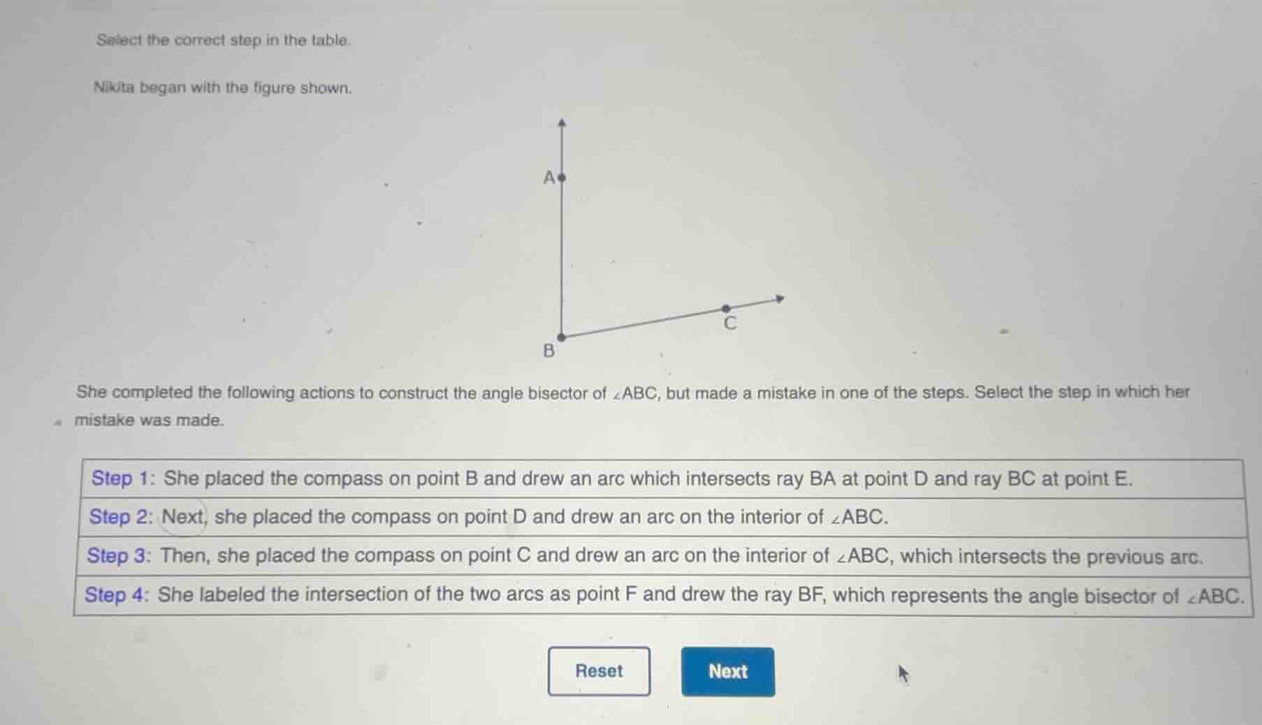 select the correct step in the table. nikita began with the figure show…