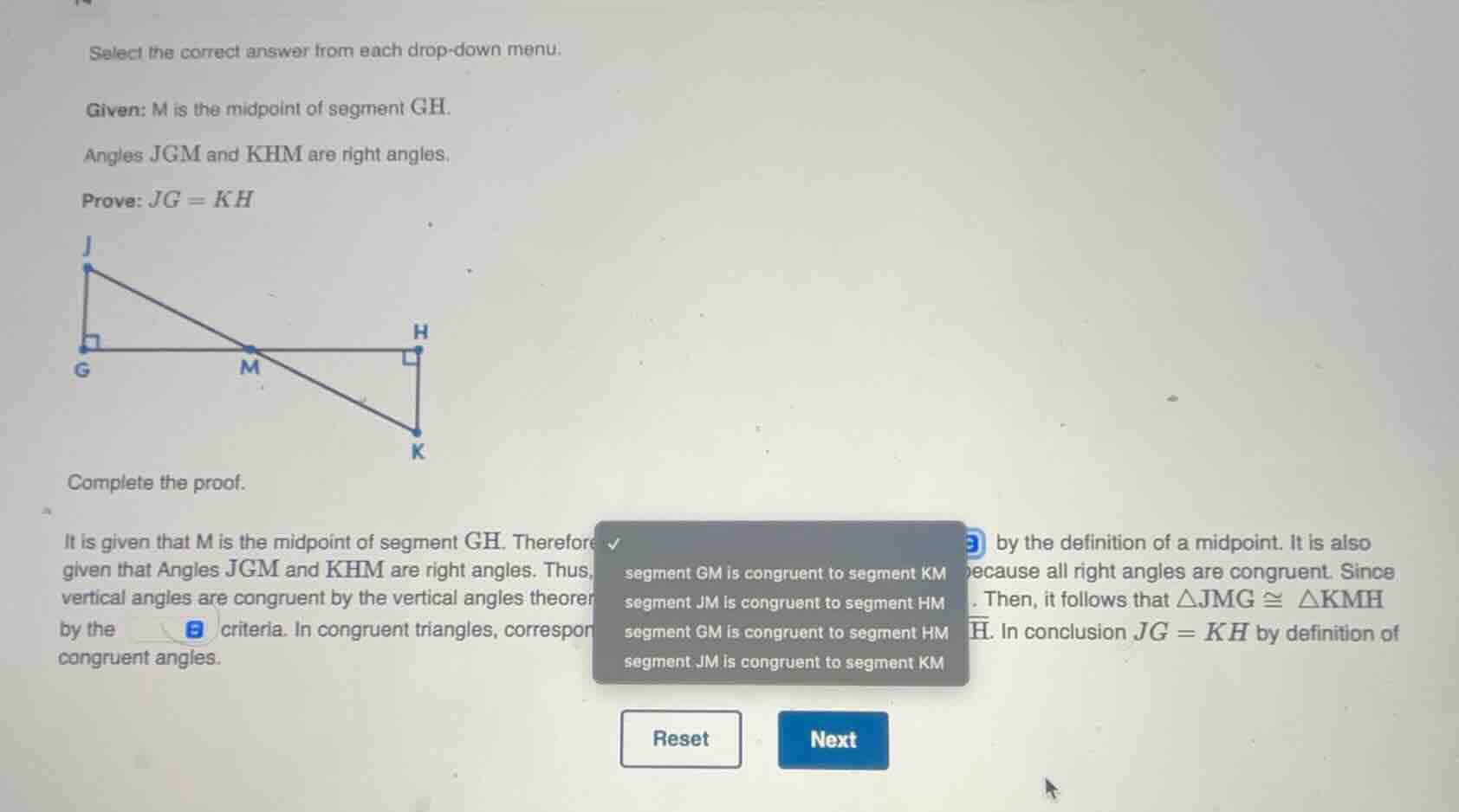 select the correct answer from each drop - down menu. given: m is the m…