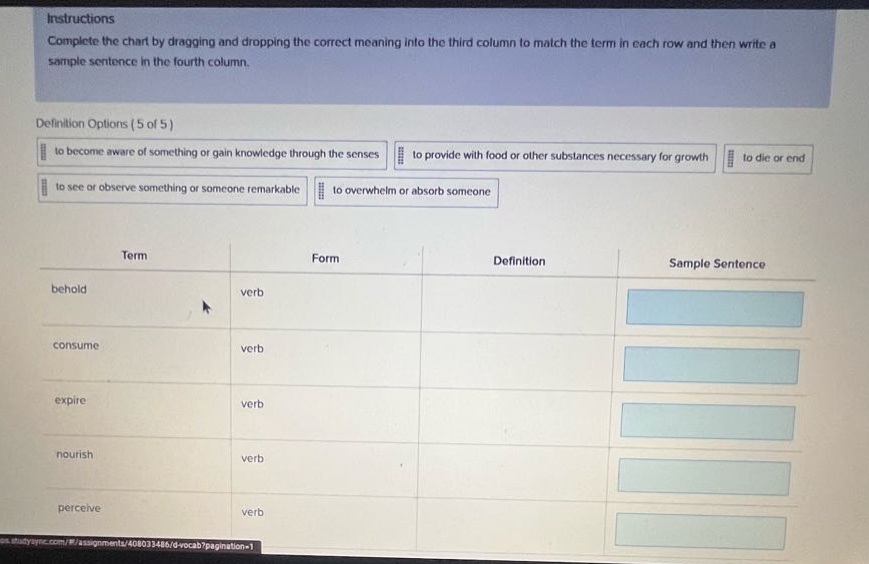 instructions complete the chart by dragging and dropping the correct me…