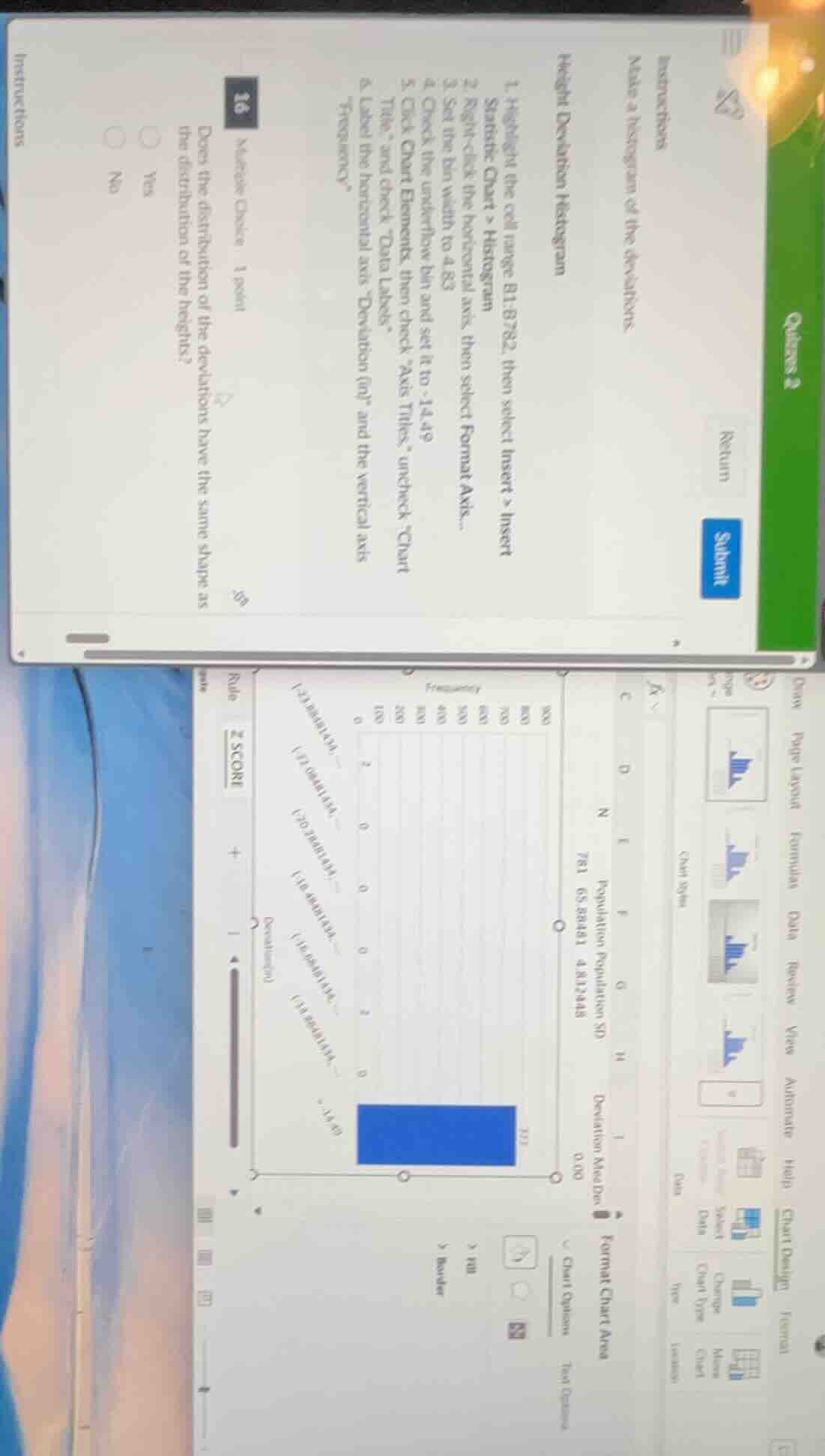 instructions make a histogram of the deviations. height deviation histo…