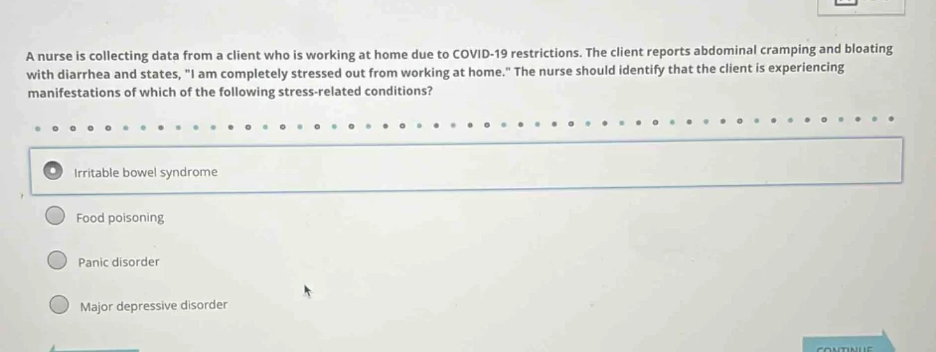 a nurse is collecting data from a client who is working at home due to …