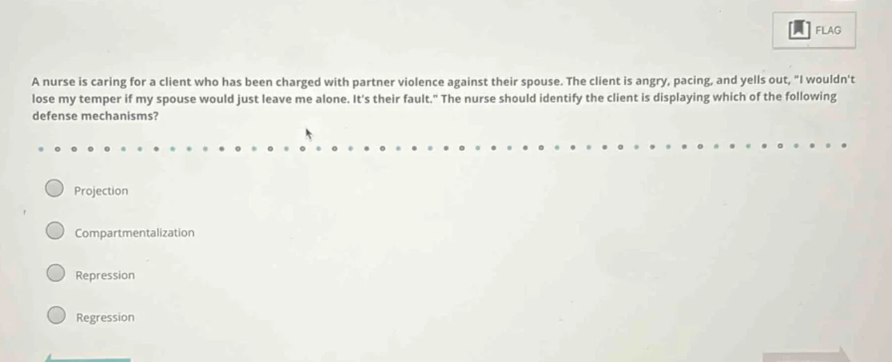 a nurse is caring for a client who has been charged with partner violen…