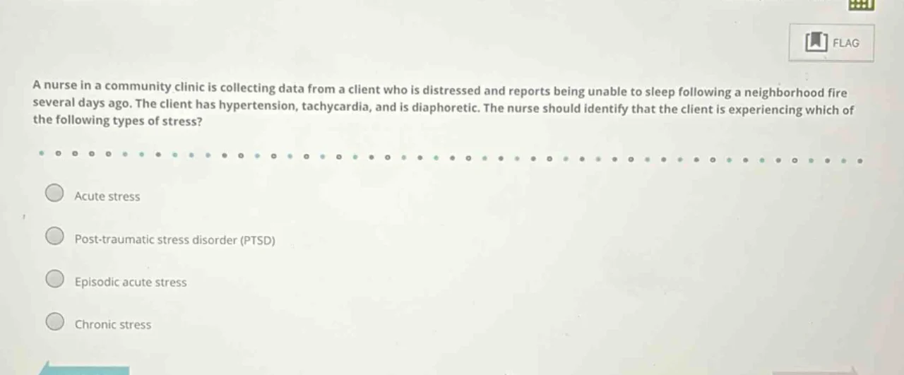 a nurse in a community clinic is collecting data from a client who is d…