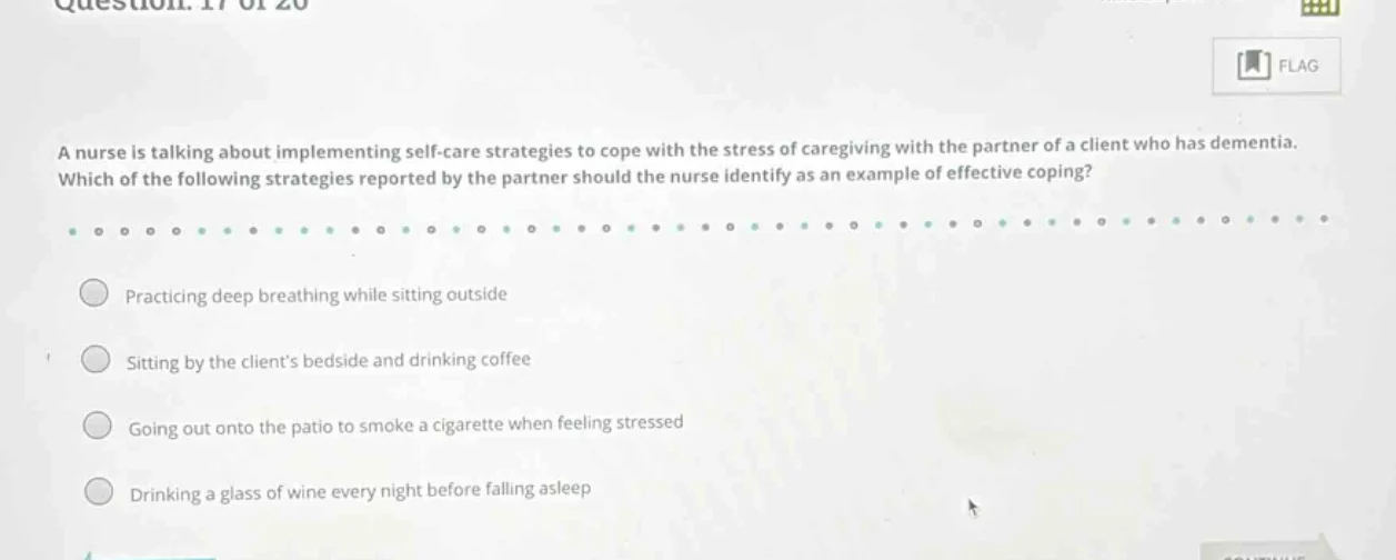 a nurse is talking about implementing self - care strategies to cope wi…