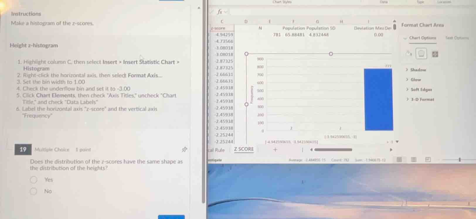 instructions make a histogram of the z - scores. height z - histogram 1…