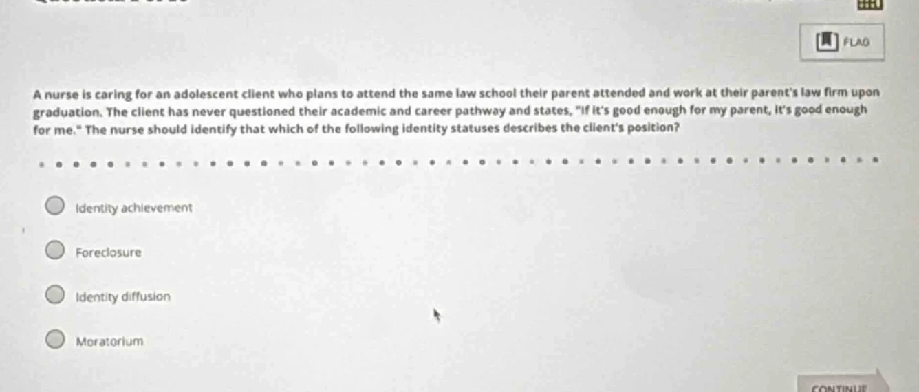 a nurse is caring for an adolescent client who plans to attend the same…