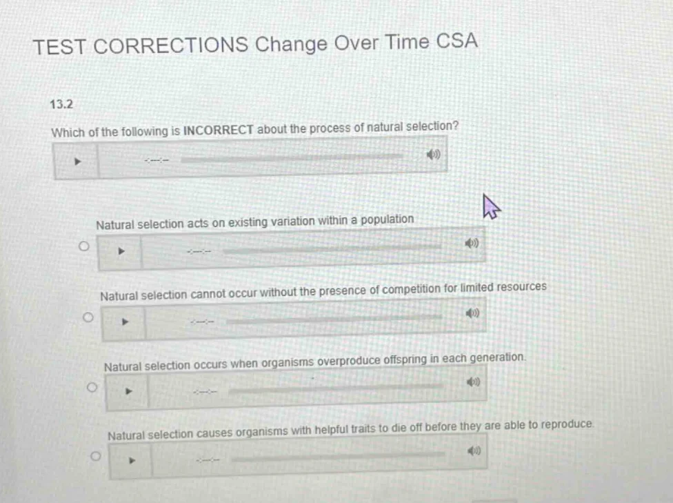 test corrections change over time csa 13.2 which of the following is in…