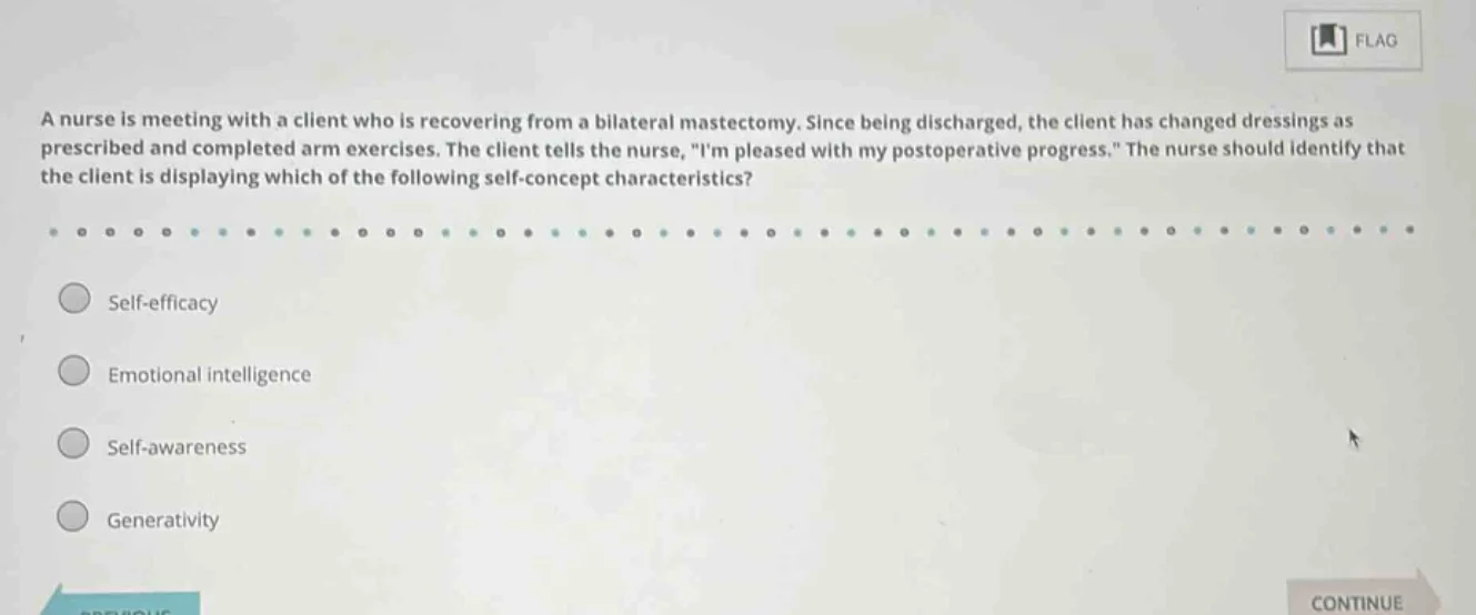 a nurse is meeting with a client who is recovering from a bilateral mas…