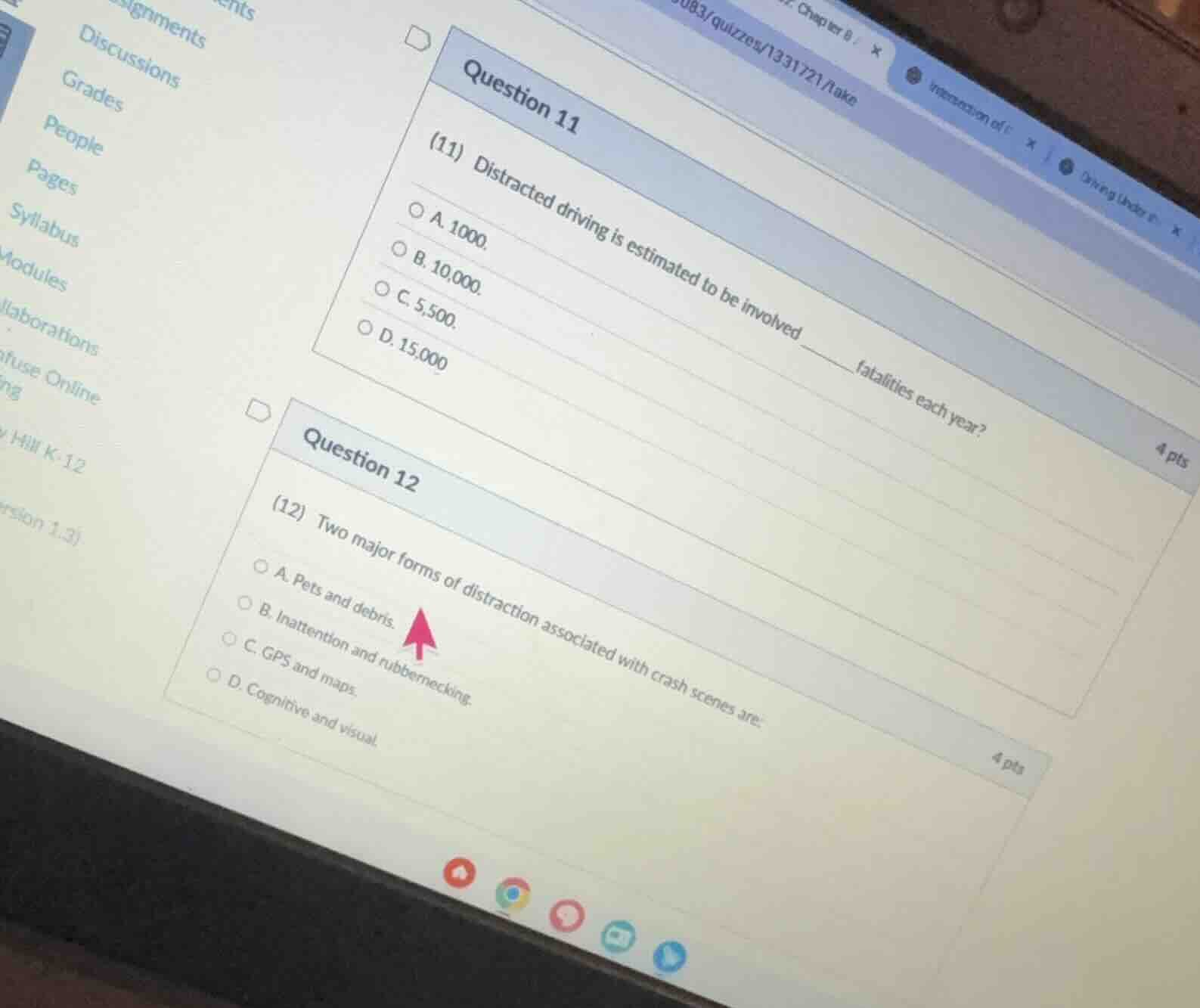 question 11 (11) distracted driving is estimated to be involved ______ …