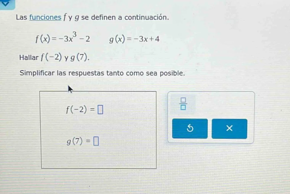 las funciones f y g se definen a continuación. $f(x) = -3x^3 - 2$ $g(x)…